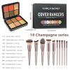 JasCherry Makeup Kit, 12 Colors Vegan Eyeshadow Concealer Palette with 10 Professional Champagne Gold Makeup Brushes Set, Cruelty-Free, Gift Set for Women, Teens, Beginners(A) view 2