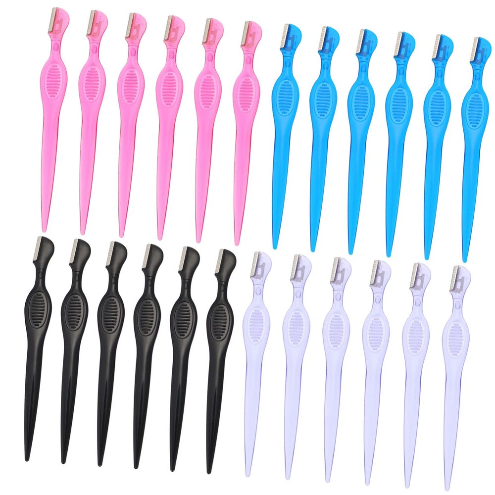 DEARMAMY 24pcs Eyebrow Razor Trimmer for Precise Hair Removal Portable Facial Shaver with Protective Cover Includes Each for Men Women