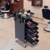 6-Tier Hair Styling Salon Trolley with Wheels,Hairdresser Barber Shop Tool Storage Beauty Hair Dryer Holder Organizer Mobile Barber Station for Hairdresser,Beauty,Tattoo,SPA view 4