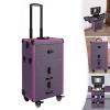 BOPRCSH Rolling Makeup Train Case Lockable Portable Cosmetic Organizer Trolley with Wheels, Freestanding Travel Cosmetic Organizer Makeup Case Up to 110.23 lbs Capacity, for Nail Tech Hairstylist view 2