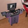 BOPRCSH Rolling Makeup Train Case Lockable Portable Cosmetic Organizer Trolley with Wheels, Freestanding Travel Cosmetic Organizer Makeup Case Up to 110.23 lbs Capacity, for Nail Tech Hairstylist view 3