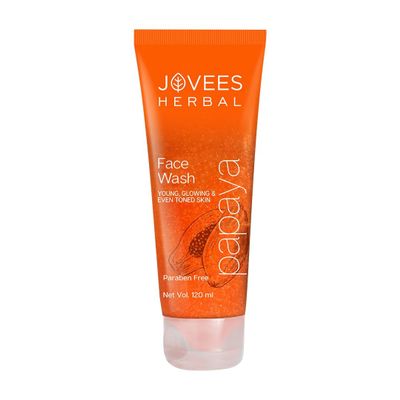Jjovveess Herbal Papaya Face Wash For Glowing and Clear Skkin with Papaya & Bilberry Ext | Gentle Cleanser For Brightens Skkin, Removes Pigmentation & Dark Spots | For All Skkin Types - 120ML