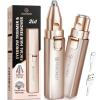 Rechargeable Facial Hair Remover for Women: 2 in 1 Electric Eyebrow and Facial Hair Remover - Suitable for Middle-aged Womens Eyebrow, Chin, and Cheek Trimming - with Built-in LED Light (Gold) view 1