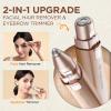 Rechargeable Facial Hair Remover for Women: 2 in 1 Electric Eyebrow and Facial Hair Remover - Suitable for Middle-aged Womens Eyebrow, Chin, and Cheek Trimming - with Built-in LED Light (Gold) view 2