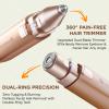 Rechargeable Facial Hair Remover for Women: 2 in 1 Electric Eyebrow and Facial Hair Remover - Suitable for Middle-aged Womens Eyebrow, Chin, and Cheek Trimming - with Built-in LED Light (Gold) view 3