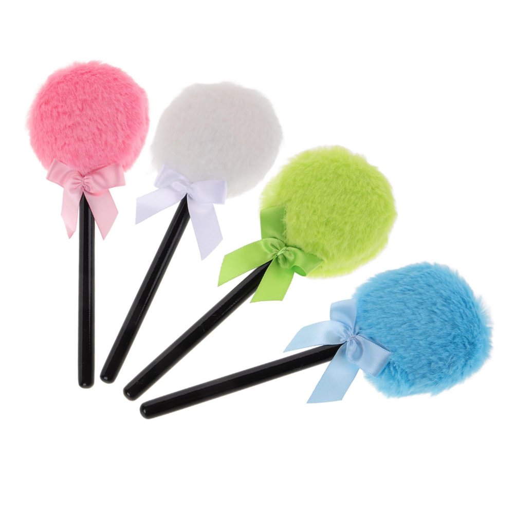 Beaupretty 4pcs Fluffy Body Powder Puff Set Soft Velour Makeup Puff for Loose Powder Handle for Body and Face Use