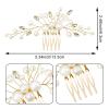 2 PACK Wedding Bride Pearl Hair Side Comb, Rhinestone Bridal Crystal Hair Accessories for Women Girls (Gold+Silver) view 2