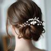 2 PACK Wedding Bride Pearl Hair Side Comb, Rhinestone Bridal Crystal Hair Accessories for Women Girls (Gold+Silver) view 3