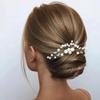 2 PACK Wedding Bride Pearl Hair Side Comb, Rhinestone Bridal Crystal Hair Accessories for Women Girls (Gold+Silver) view 4
