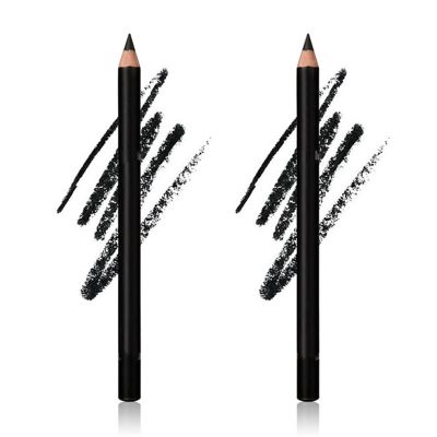 2 Pack 24 hr Waterproof Eyeliner Double Sharpenable Eye Pencil, 2 in 1 Eyeliner and Eyebrow Pencil, No Smudging, Fading, Smooth and Easy to Color (01# Black)