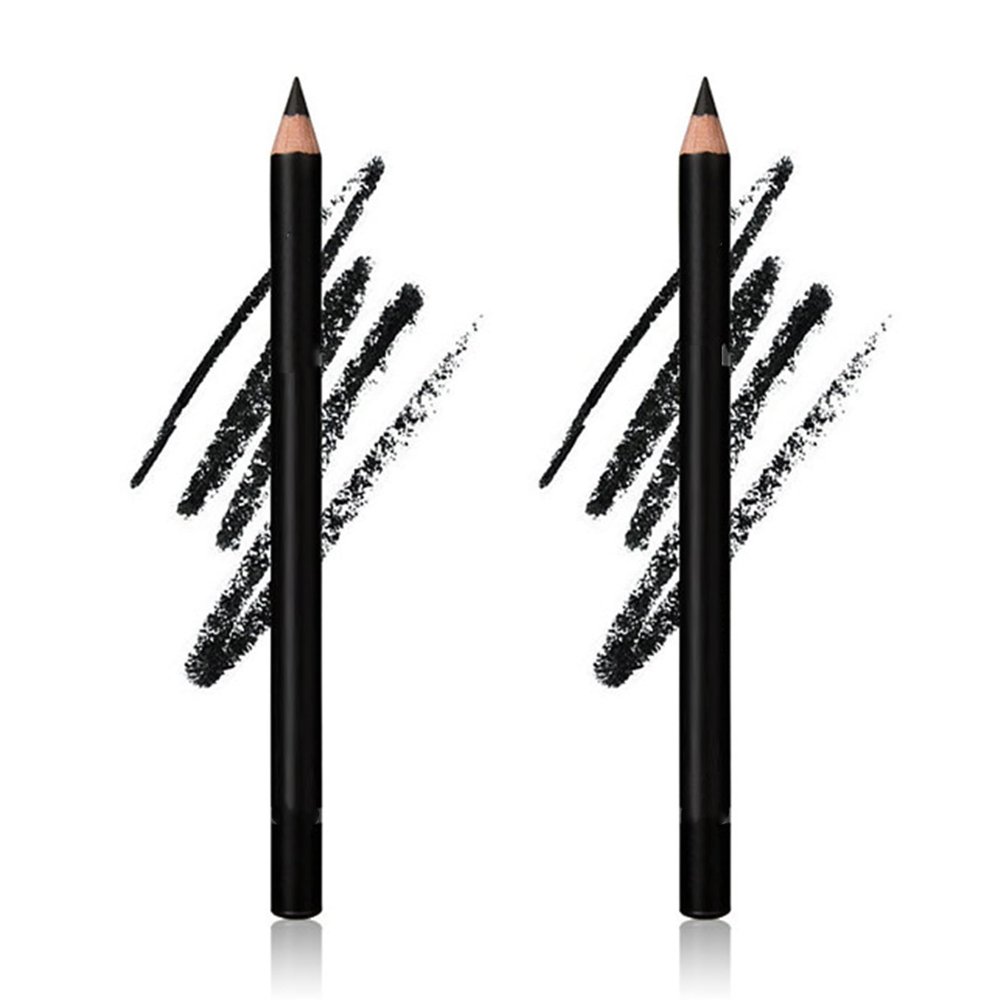 2 Pack 24 hr Waterproof Eyeliner Double Sharpenable Eye Pencil, 2 in 1 Eyeliner and Eyebrow Pencil, No Smudging, Fading, Smooth and Easy to Color (01# Black)