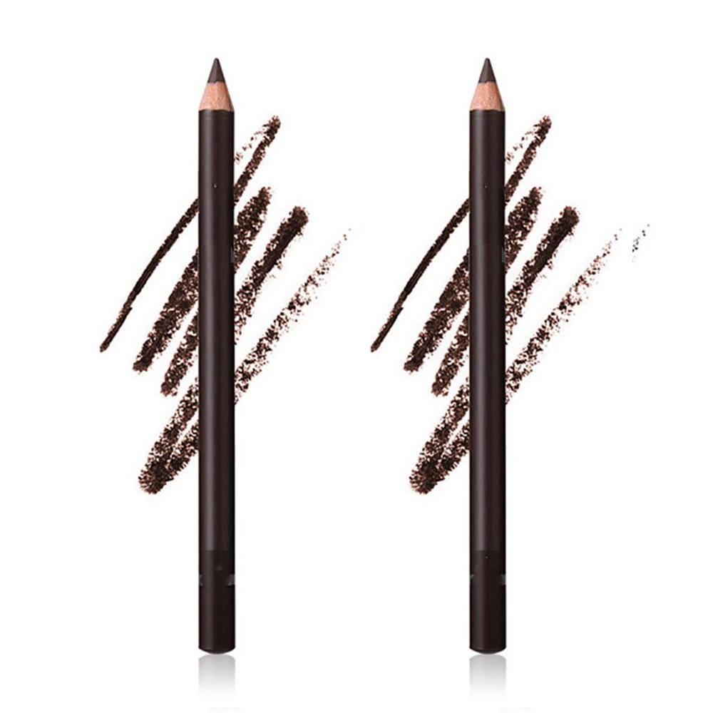 2 Pack 24 hr Waterproof Eyeliner Double Sharpenable Eye Pencil, 2 in 1 Eyeliner and Eyebrow Pencil, No Smudging, Fading, Smooth and Easy to Color (02# Dark Brown)