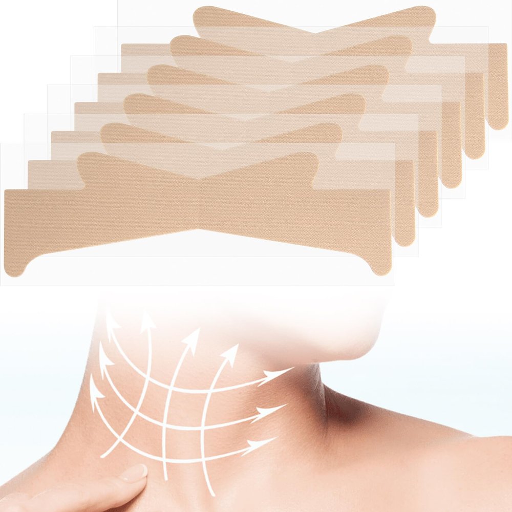 Alpinleux 20 Pcs Instant Neck Lift Tape, Neck Tape Lifting Invisible, Breathable Neck Tape, Self-Adhesive Neck Lift Tape Invisible Behind Neck (Skin Color)