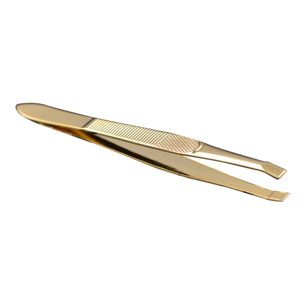 CALLARON Gold-Plated Stainless Steel Eyebrow Tweezers with Comb 9x0.8cm Precision Makeup Tweezers for Eyelash Extensions and Eyebrow Grooming