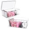 2Pcs Lash Cart Organizer For Lash Techs,Acrylic Lashes Extension Organizers and Storage for Do Your Own Lash and Brows at Home,Clear Container for False Eyelash Supplies, Separated Lash Organizer Box view 1