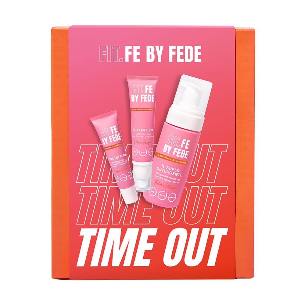 FIT.FE BY FEDE Active Lifestyle Time Out - Skincare Giftset Includes Power Facial Cleanser, Reliever Face Cream, and Hydrating Lip Balm - Vegan - 3 Pc