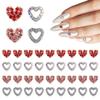 40Pcs Valentine's Day Heart Charms for Nails, 3D Love Hearts Valentines Nail Charms Gems Chrome Heart Nail Charms Flat Back Rhinestones Shiny Nails Jewels Charms for Women Girls DIY Decoration view 1