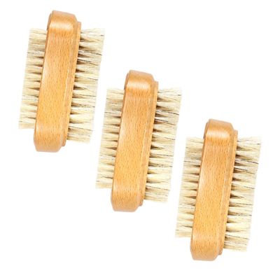 DEARMAMY 3Pcs Two Sided Wooden Nail Brush with Natural Boar Bristles for and Hand Care for Cleaning Fingernails and Toes Versatile Use Bathroom and Kitchen