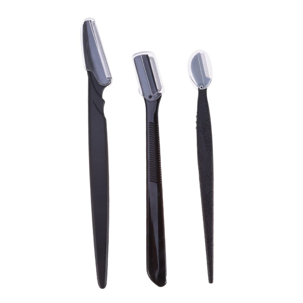 DEARMAMY 3pcs Professional Eyebrow Razor Kit Portable Trimmer Set Cover Easy to Clean for Travel