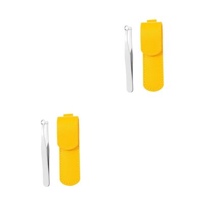 BESTYASH 2sets Nose Hair Trimmer Tweezers for Nose Ear Eyebrow Hair Removal Compact Design for Men Women Includes Protective Case