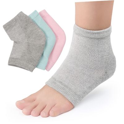 CALLARON 3pcs Moisturizing Gel Heel Sleeves for Cracked Skin Open Toe Design Soft Breathable for Men and Women for Dry Feet and Heel Care