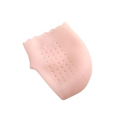 DEARMAMY 2 Pairs Women Lace Heel Socks Protective Foot Care Sleeves for Heel Relief Moisturizing Breathable Prevent Cracked Skin Pink