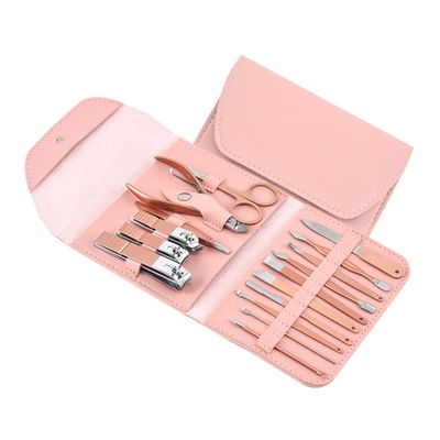 Beavorty Rose Gold 16-Piece Nail Clippers Set Nail File Manicure Tools for Home Use Portable Travel Kit for Fingernail and Toenail Care