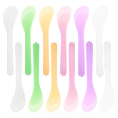 12 PCS Random Color Beauty Spatula 4.92" 1.02" Skin Care Spatula Face Mask Plastic Spoon Cosmetic Spatulas for Creams Facial Cream Spoon Disposable Makeup for Lotions DIY Facemask Mixing Sampling