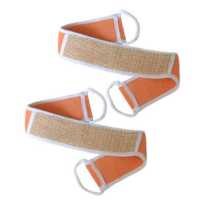 FRCOLOR 2pcs Natural Cotton Linen Back Rub Strips Double-Sided Exfoliating Bath Bands Wash Strap for Body Scrubbing