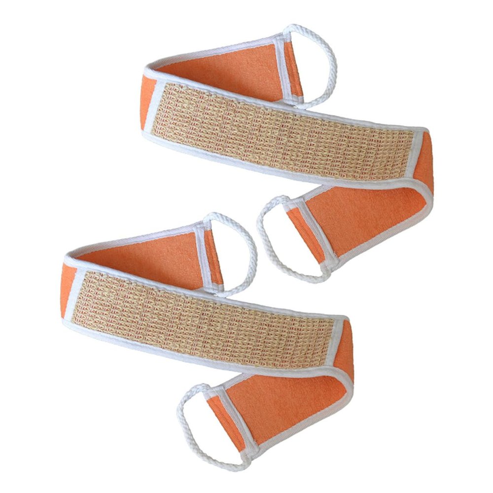 FRCOLOR 2pcs Natural Cotton Linen Back Rub Strips Double-Sided Exfoliating Bath Bands Wash Strap for Body Scrubbing