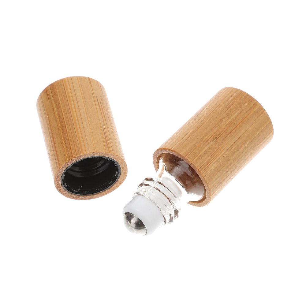 PartyKindom Wooden Essential Oil Bottle Aromatherapy Roller Portable Refillable Travel