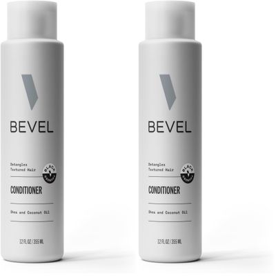 Bevel Hair Conditioner for Men with Coconut Oil and Shea Butter, Sulfate Free Conditioner for Textured Hair, Moisturizes, Conditions and Detangles Hair, 12 Oz (Packaging May Vary) (Pack of 2)