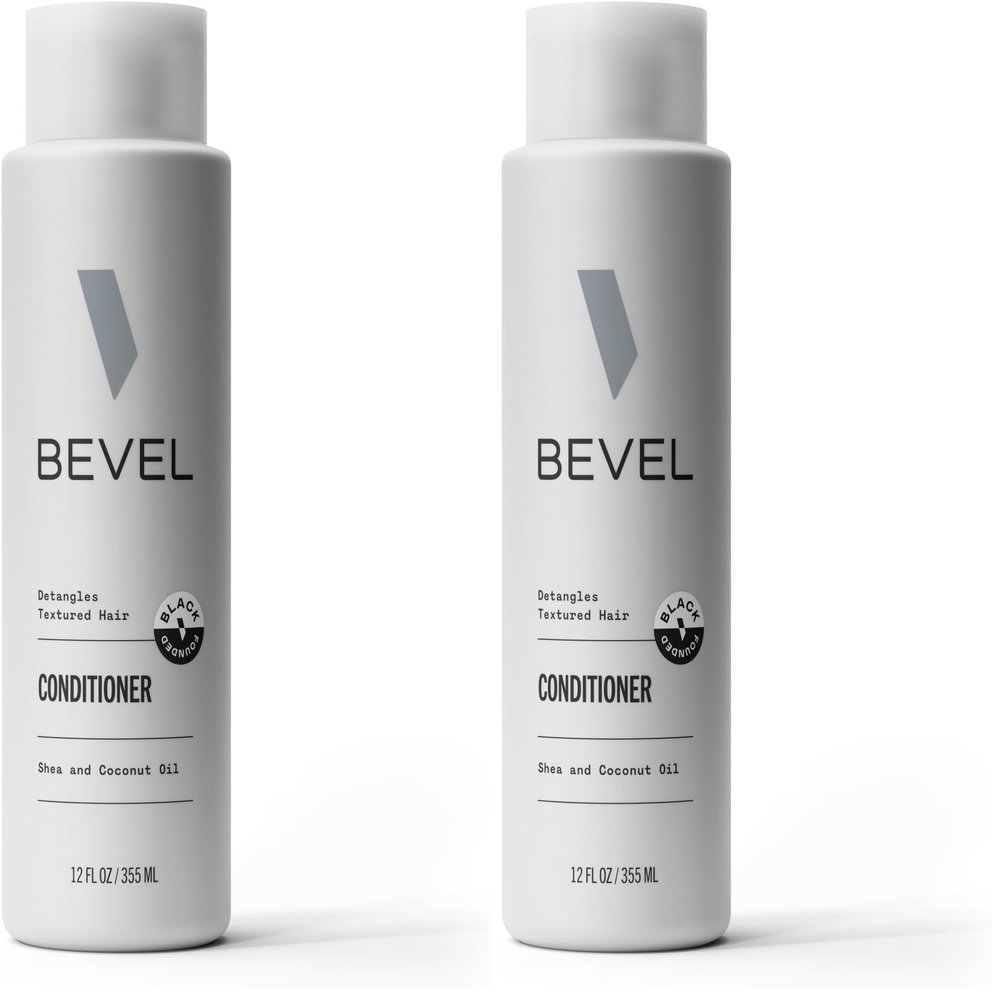 Bevel Hair Conditioner for Men with Coconut Oil and Shea Butter, Sulfate Free Conditioner for Textured Hair, Moisturizes, Conditions and Detangles Hair, 12 Oz (Packaging May Vary) (Pack of 2)