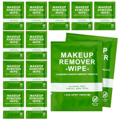 200 Count Makeup Remover Wipes Bulk Individually Wrapped, Travel Towelette Makeup Remover Individual Gentle Cleansing for Face Mascara Lipstick Remove Makeup