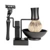 AUTSUPPL 2Pcs Black Shaving Bowl Set with Metal Brush Holder Stand Durable Shaving Accessories for Men for Organizing Razor and Brush the Bathroom view 3