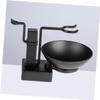 AUTSUPPL 2Pcs Black Shaving Bowl Set with Metal Brush Holder Stand Durable Shaving Accessories for Men for Organizing Razor and Brush the Bathroom view 4