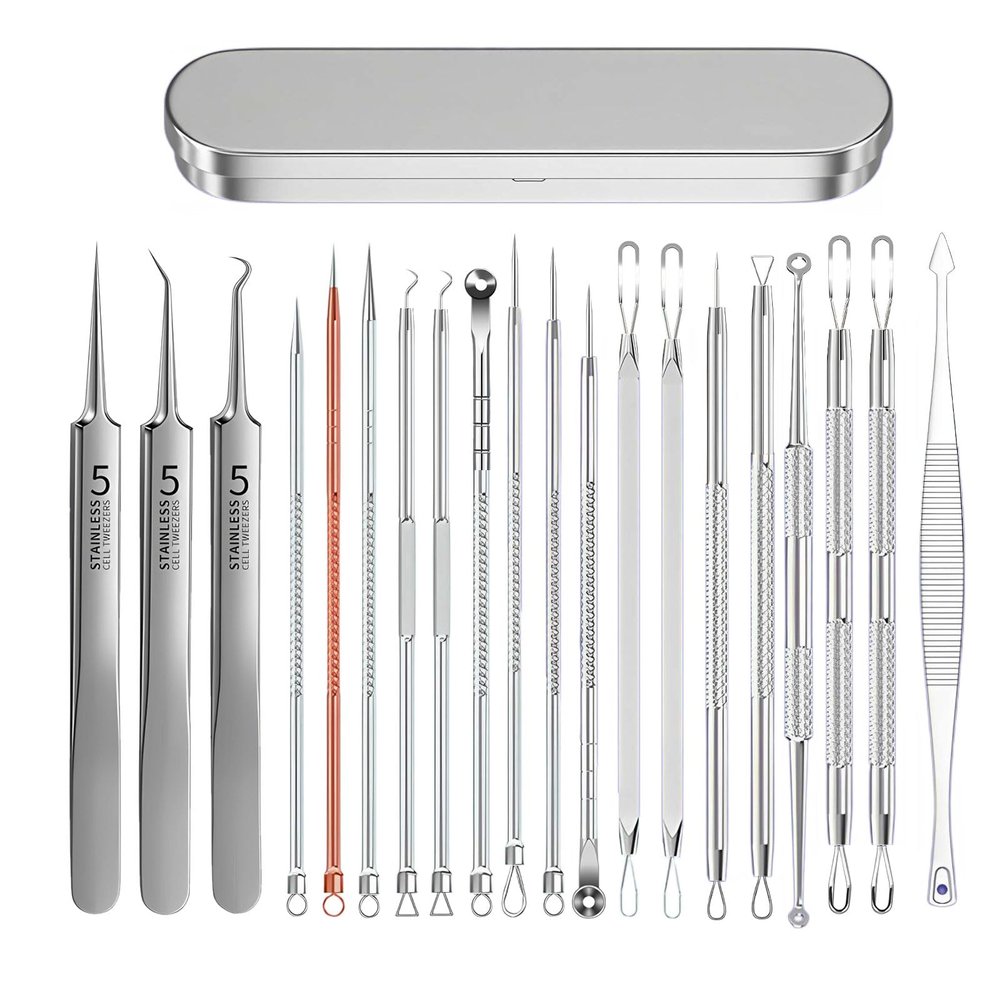2026 Professional Pimple Popper Tool Kit, 20 PCS Blackhead Remover ToolsBlackhead Remover Comedone Extractor Tools for Removing Zit on Face - Acne Removal Kit with Metal Case (Silver)