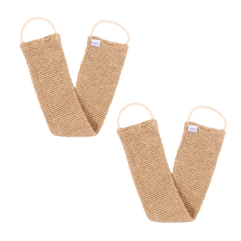 OUNONA 2pcs Pull Back Strip Bath Towel Exfoliating Shower Brush for Men Ramie Jute Scalp Exfoliator Spa Quality