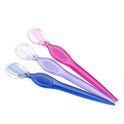PACKOVE 12pcs Eyebrow Razors Stainless Steel Trimmers for Precision Shaping Lightweight Non Slip Grip Travel Friendly Makeup Tools Transparent Red
