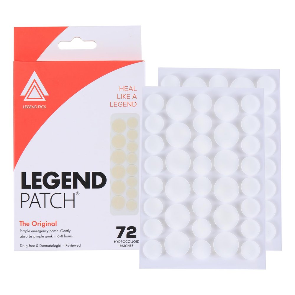 Legend Patch - Hydrocolloid Invisible Patch/Spot Stickers for Fast and Effective Overnight Treatment of Acne, Pimples, Zits and Blemishes-Face and Skin Care (72 count)