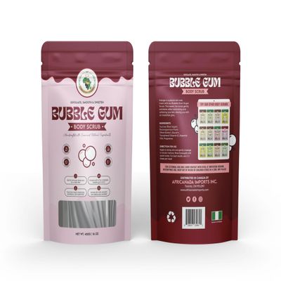 Afro Authentic Bubble Gum Sugar Scrub Fun & Sweet Exfoliating Body Scrub for Kids & Teens | Gentle Skin Smoother | 450g / 16oz Resealable Bag