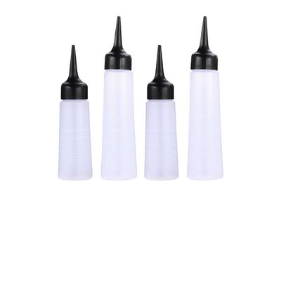 4pcs Hair Dye Bottles Plastic Salon Bottle with Side Tip Applicator