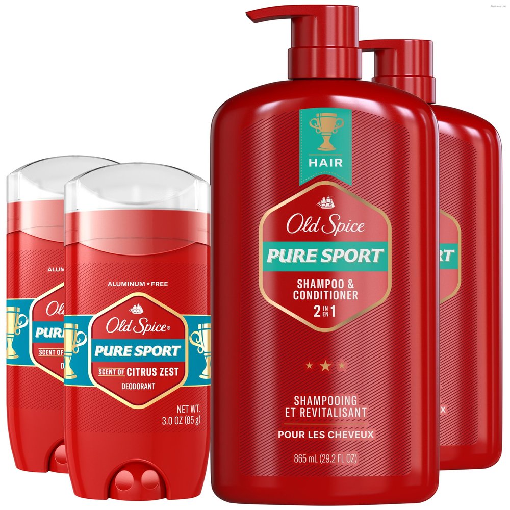 Old Spice Pure Sport Bundle for Men, Aluminum Free Deodorant Twin Pack + 2-in-1 Shampoo & Conditioner Twin Pack, Pure Sport Scent (Pack of 4)