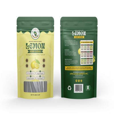 Afro Authentic Lemon Sugar Scrub  Brightening Citrus Body Exfoliant | Refresh & Glow Naturally | 450g / 16oz Resealable Bag