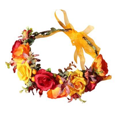FRCOLOR Vintage Floral Rose Headband for Women Adjustable Fabric Wreath Hair Accessory for Bridal Parties and Special Occasions