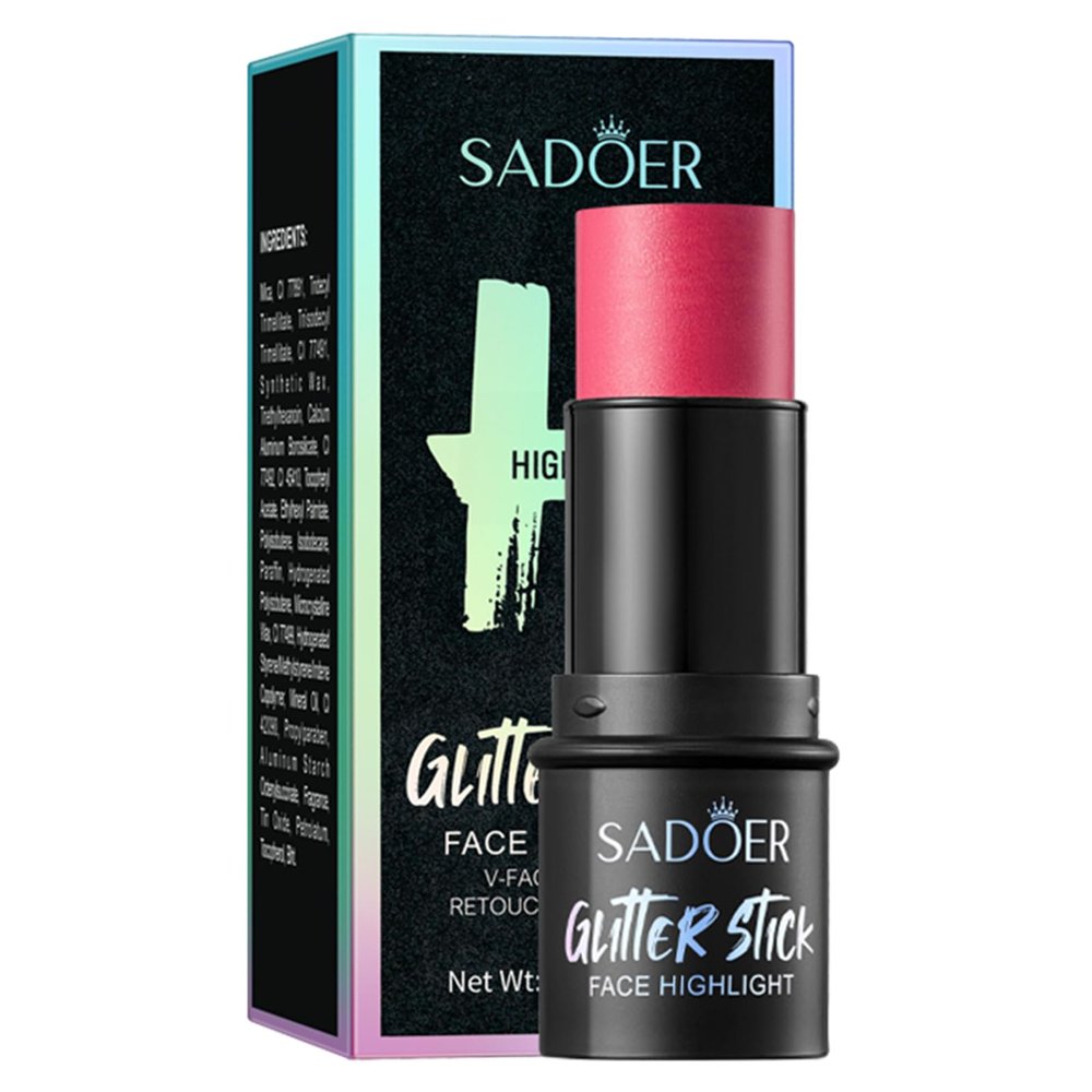 SADOER, Creamy, Highlight Stick, Buildable Radiance, Lugosa Rose, Quartz Rose, Mocha, Espresso, 6g (#03 Quartz Rose)