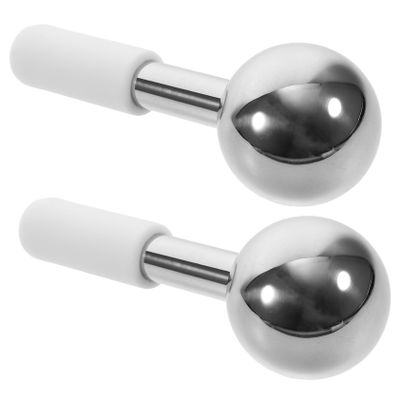BESTYASH Facial Ice Massage Globes 2pcs Stainless Steel Cooling Balls for Face Crystal Roller for Skincare and Beauty Routine