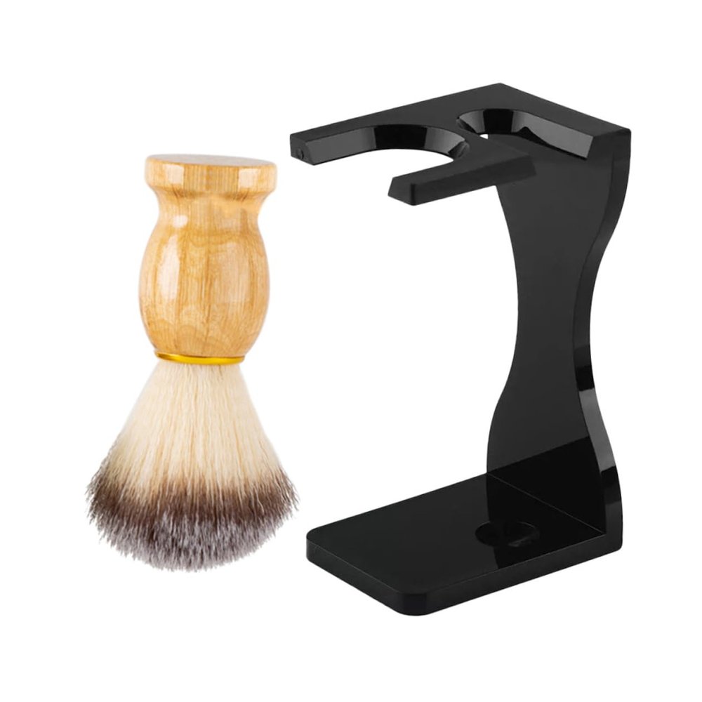 Beavorty 1 Set Beard Brush Holder with Stand Shaving Brush Rack for Men for Daily Use and Convenient Storage Bathroom present for Father Day