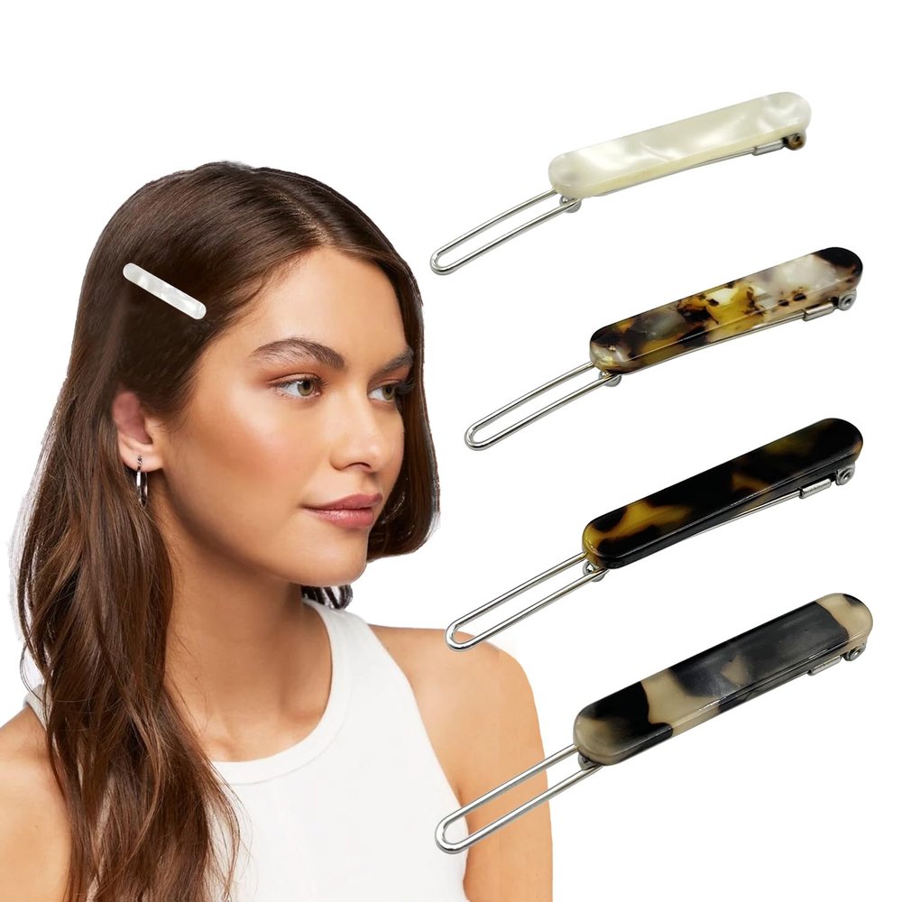 4Pcs Leopard Print Hair Clips for Women - Acetate Barrettes