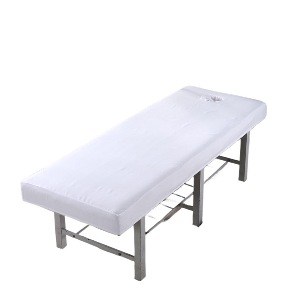 88JUNYh Professional Lash Bed Cover Beauty Salon High Elastic Solid Bed Cover Massage SPA Treatment Elastic Full Cover Rubber Band Fitted Bed Sheet with Hole(White,60x180cm)